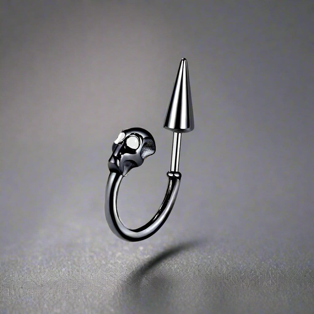 SKULLSCAPE - BLACK  - Pure Titanium Steel Ear Hoop Earrings for Men & Boys (2 Pcs) - THE MEN THING