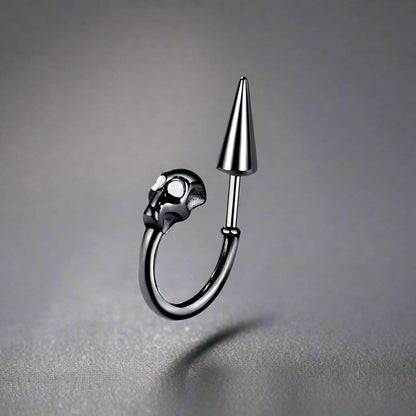 SKULLSCAPE - BLACK  - Pure Titanium Steel Ear Hoop Earrings for Men & Boys (2 Pcs) - THE MEN THING