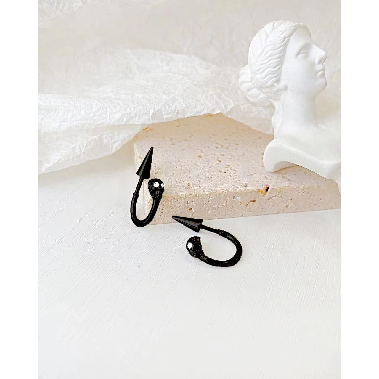 SKULLSCAPE - BLACK  - Pure Titanium Steel Ear Hoop Earrings for Men & Boys (2 Pcs) - THE MEN THING