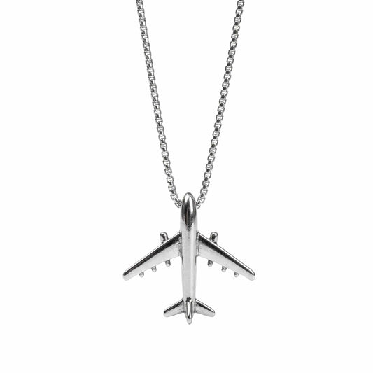 SKYJET AIRPLANE - 41mm Titanium Steel Pendant with 28inch Round Box 4mm Chain for Men & Boys - THE MEN THING
