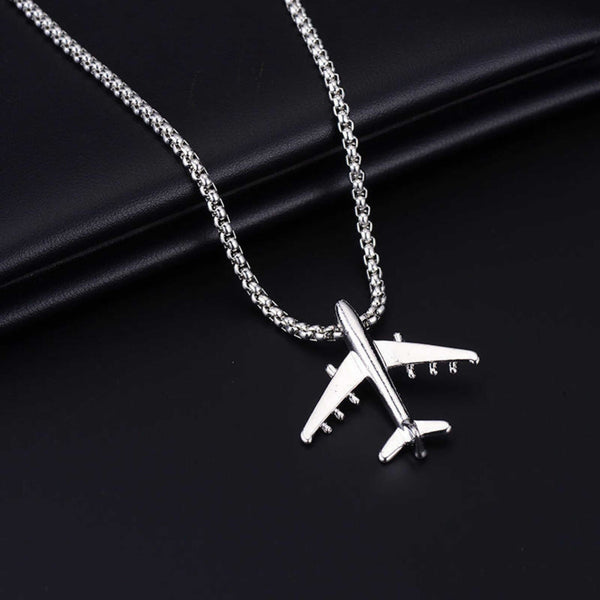 SKYJET AIRPLANE - 41mm Titanium Steel Pendant with 28inch Round Box 4mm Chain for Men & Boys