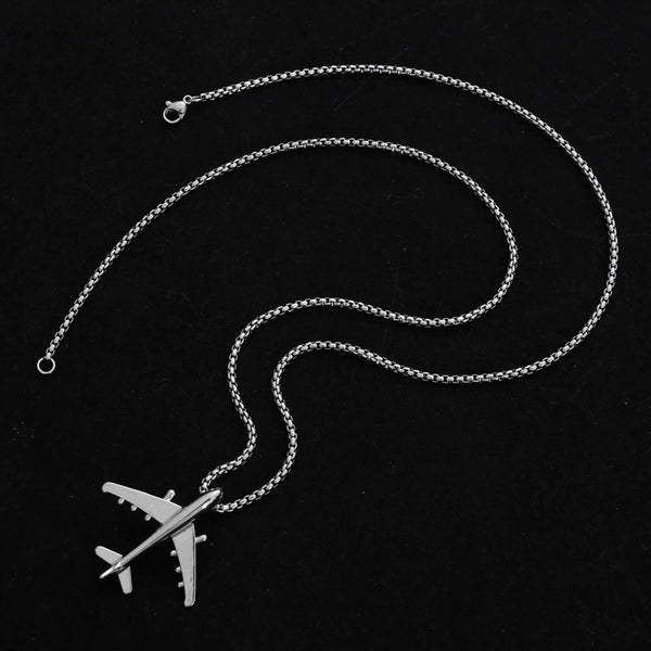 SKYJET AIRPLANE - 41mm Titanium Steel Pendant with 28inch Round Box 4mm Chain for Men & Boys