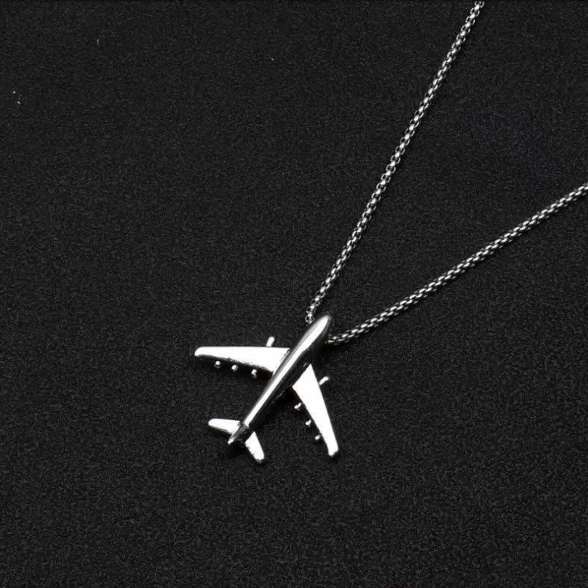 SKYJET AIRPLANE - 41mm Titanium Steel Pendant with 28inch Round Box 4mm Chain for Men & Boys — SS Pendant/ Necklace for Men | THE MEN THING