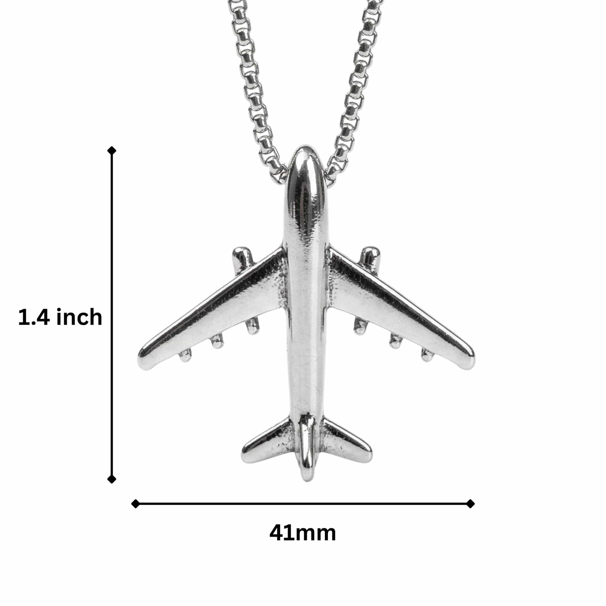 SKYJET AIRPLANE - 41mm Titanium Steel Pendant with 28inch Round Box 4mm Chain for Men & Boys — SS Pendant/ Necklace for Men | THE MEN THING