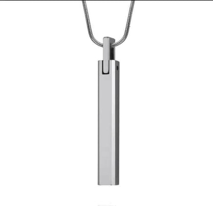 SLEEK APEX - Pure Titanium Steel Silver Bar Pendant with 24inch Snake Chain for Men & Boys - THE MEN THING
