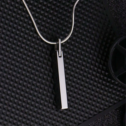 SLEEK APEX - Pure Titanium Steel Silver Bar Pendant with 24inch Snake Chain for Men & Boys - THE MEN THING