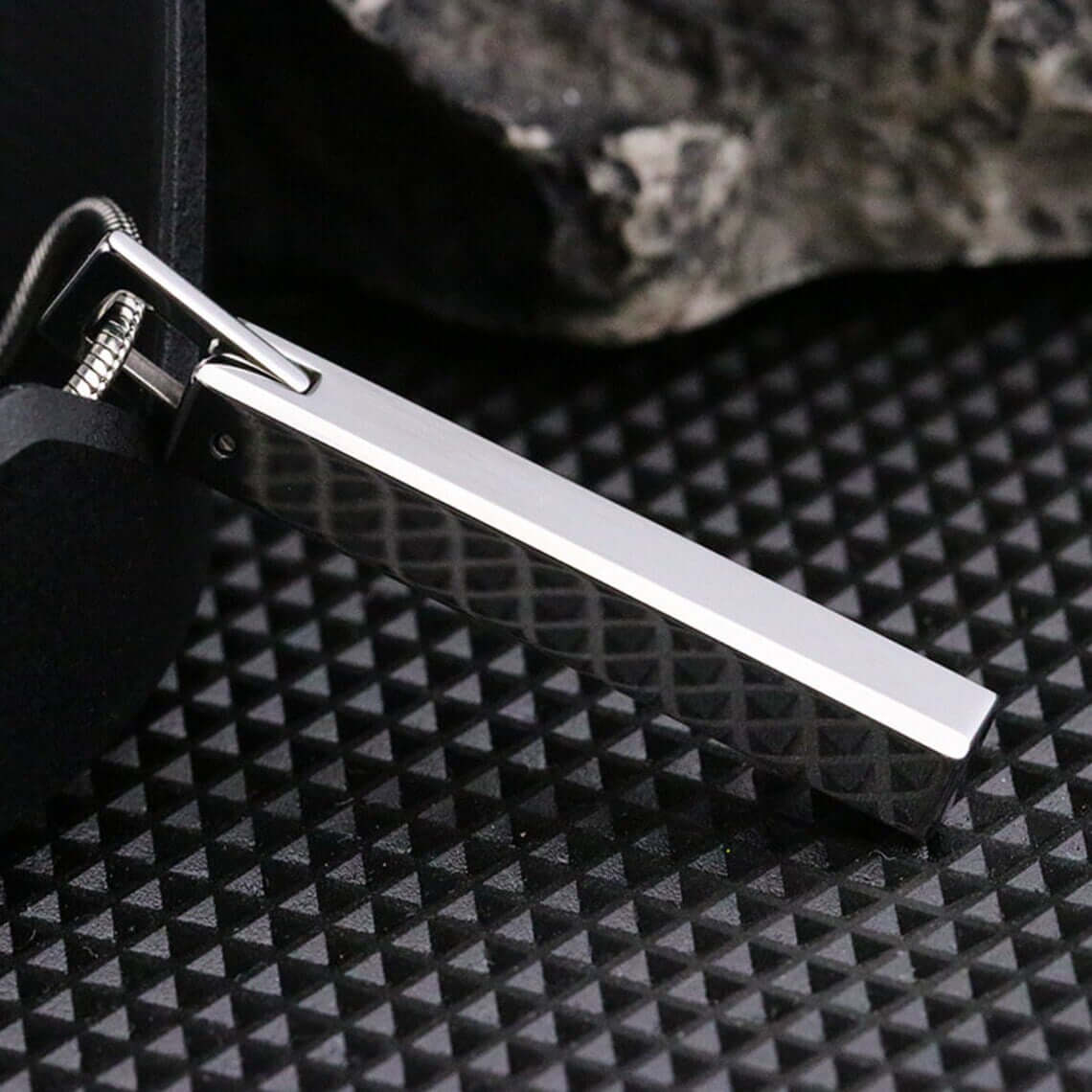 SLEEK APEX - Pure Titanium Steel Silver Bar Pendant with 24inch Snake Chain for Men & Boys - THE MEN THING