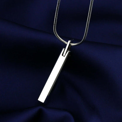 SLEEK APEX - Pure Titanium Steel Silver Bar Pendant with 24inch Snake Chain for Men & Boys - THE MEN THING