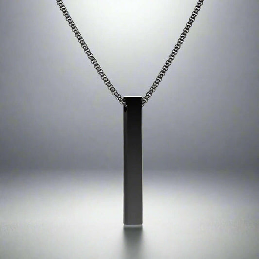 SLEEK BLACK (A) - Alloy Pendant with Stainless Steel 24inch Black Round Box Chain, European trending Style for Men & Boy - THE MEN THING