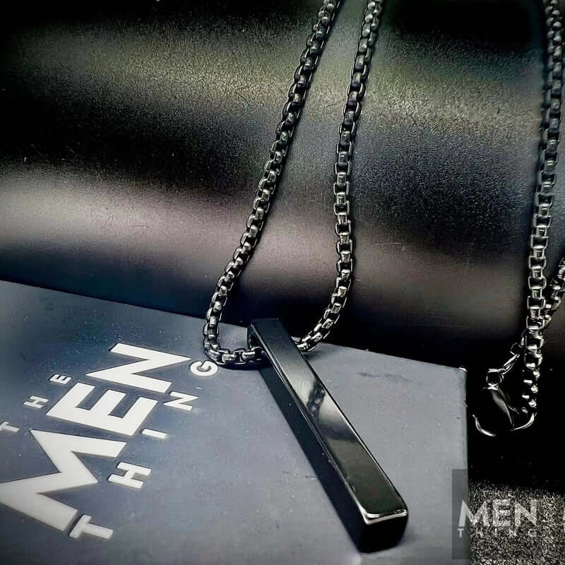SLEEK BLACK (A) - Alloy Pendant with Stainless Steel 24inch Black Round Box Chain, European trending Style for Men & Boy — SS Pendant/ Necklace for Men | THE MEN THING