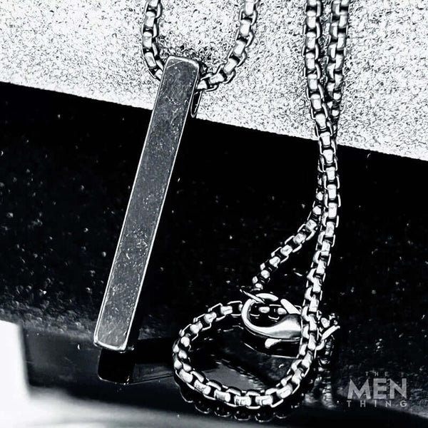 SLEEK BLACK (A) - Alloy Pendant with Stainless Steel 24inch Black Round Box Chain, European trending Style for Men & Boy