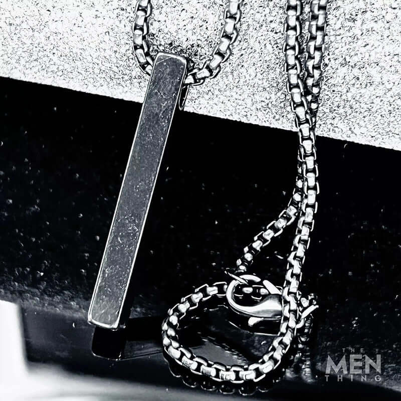 SLEEK BLACK - Pure Titanium Steel Pendant with 24inch Round Box Chain for Men & Boys - THE MEN THING