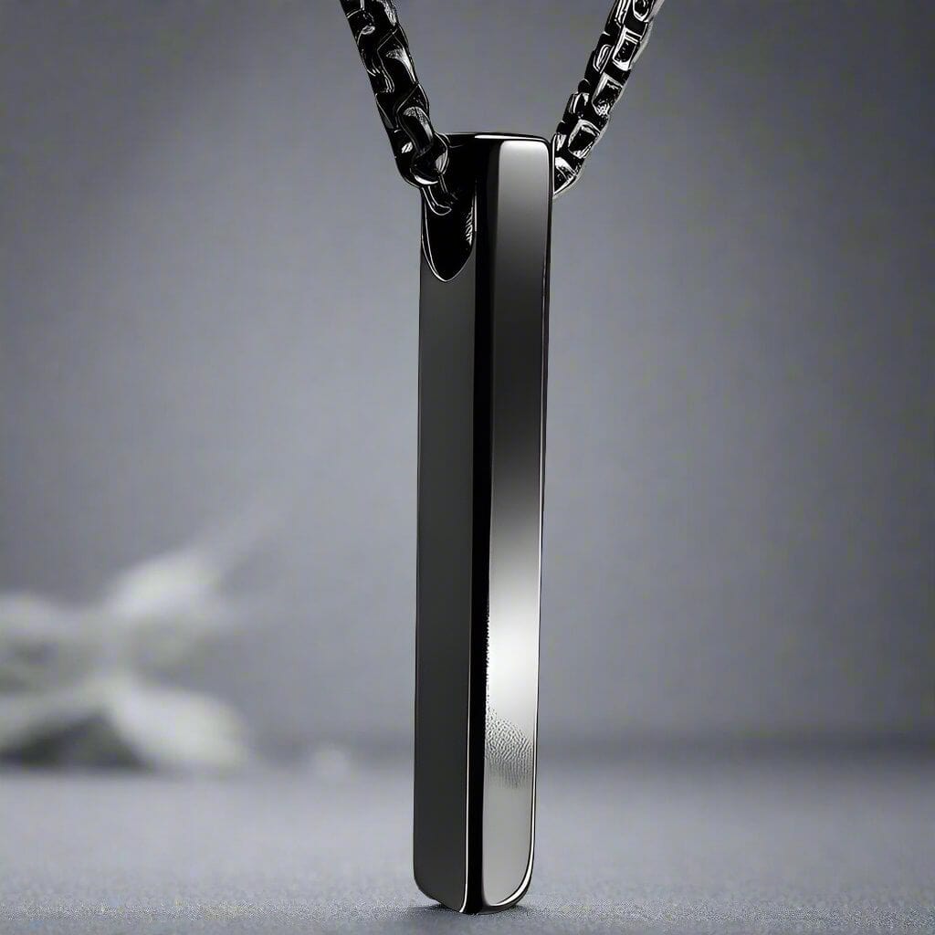 SLEEK BLACK - Pure Titanium Steel Pendant with 24inch Round Box Chain for Men & Boys - THE MEN THING