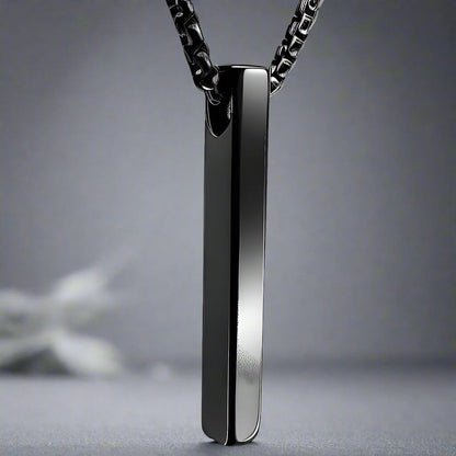 SLEEK BLACK - Pure Titanium Steel Pendant with 24inch Round Box Chain for Men & Boys - THE MEN THING
