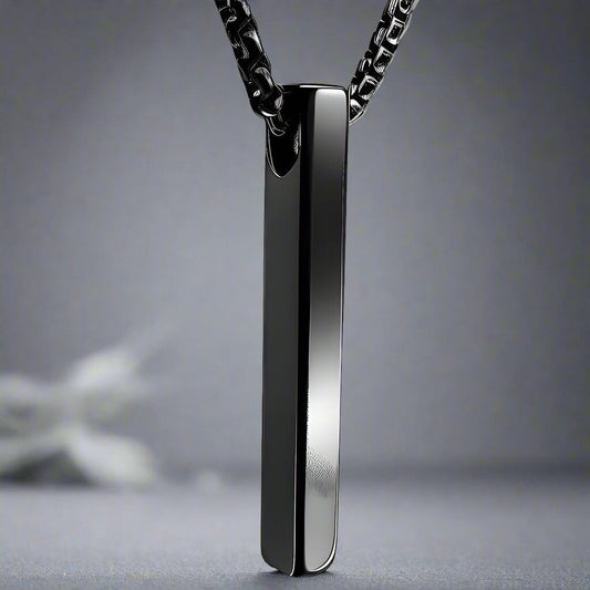 SLEEK BLACK - Pure Titanium Steel Pendant with 24inch Round Box Chain for Men & Boys - THE MEN THING