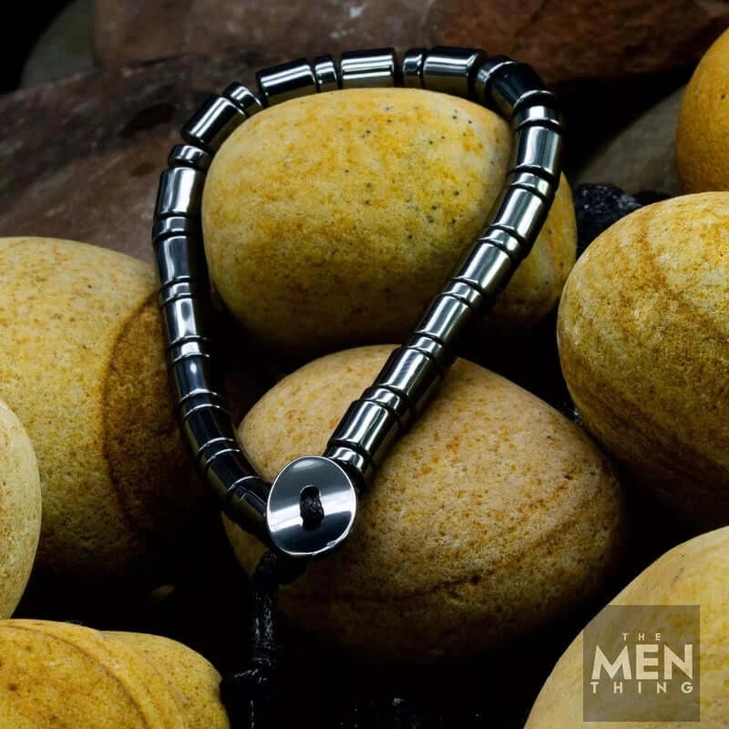 SLEEK ITALY -Black Tone - Steel Bead Bracelet - Stretch Bracelet (8inch) - THE MEN THING