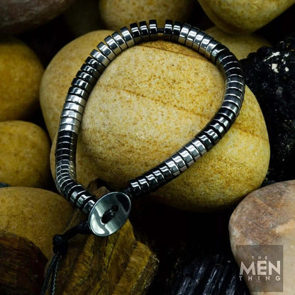 SLEEK ITALY - Silver & Black Tone - Steel Bead Bracelet - Stretch Bracelet (8inch) - THE MEN THING