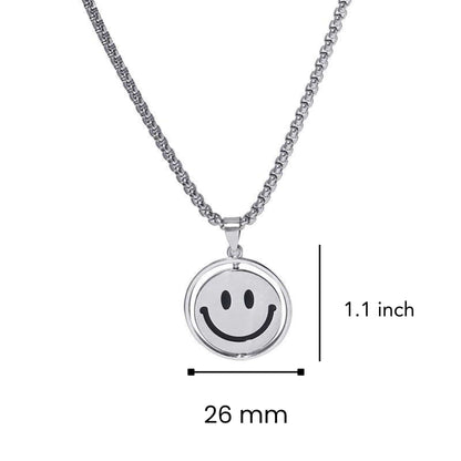 SMILEY AND SAD MOOD - 26mm Pure Titanium Steel Pendant with 28inch Round Box 4mm Chain for Men & Boys - THE MEN THING