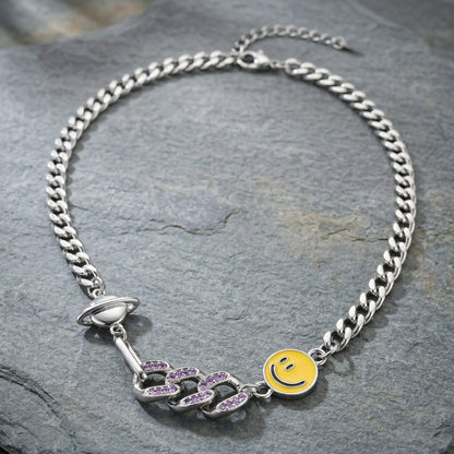 SMILEY CHARM - 10mm Titanium Steel Pendant with 17 to 19inch Adjustable 8mm Chain for Men & Boys - THE MEN THING