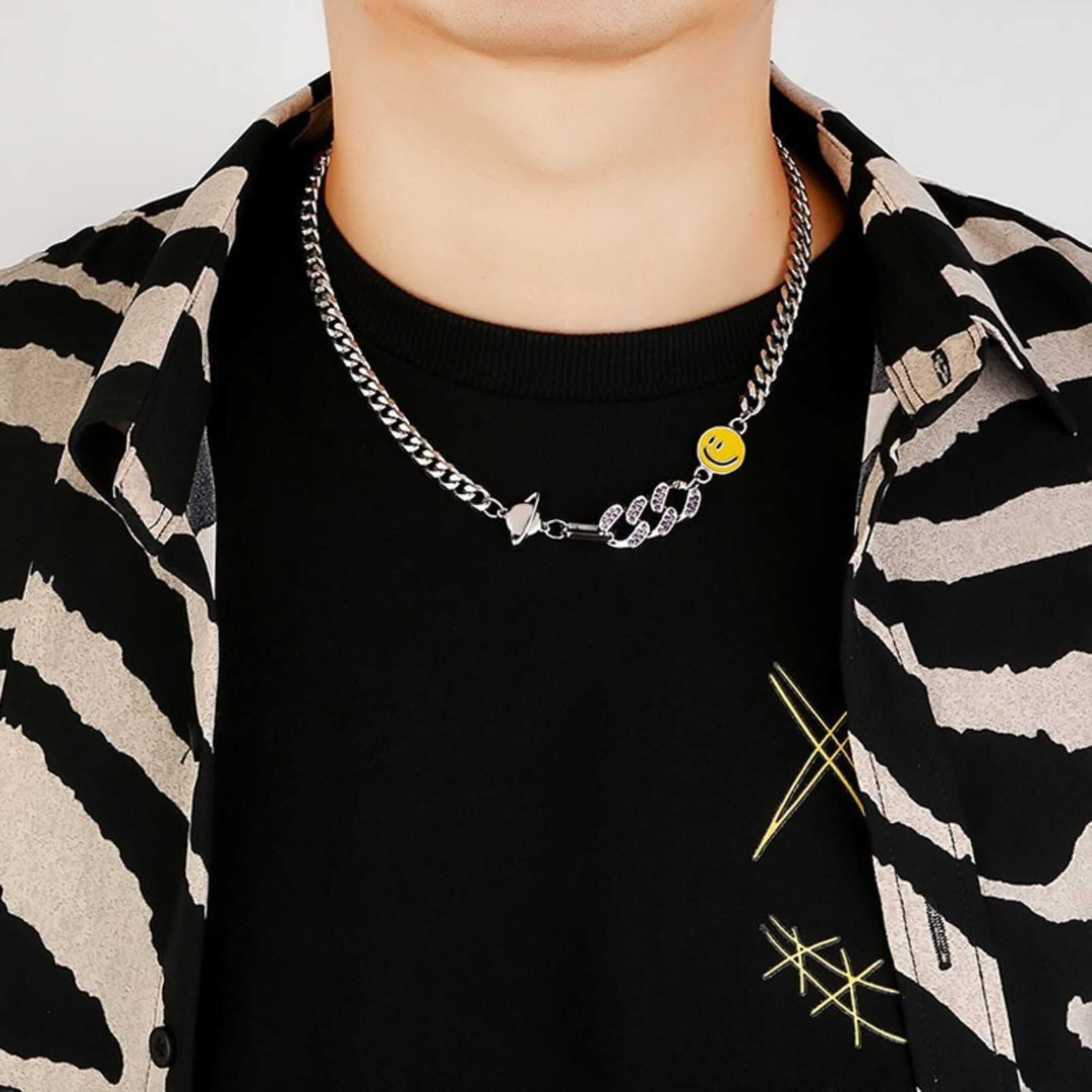 Buy Titanium Steel Smiley Pendant Necklace for Men ₹749 | THE MEN THING