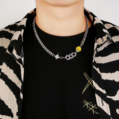 SMILEY CHARM - 10mm Titanium Steel Pendant with 17 to 19inch Adjustable 8mm Chain for Men & Boys - THE MEN THING