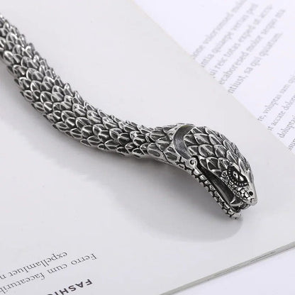 SNAKE BITE - 14mm Pure Titanium Steel Bracelet for Men & Boy (8inch) — Steel Bracelets for Men | THE MEN THING