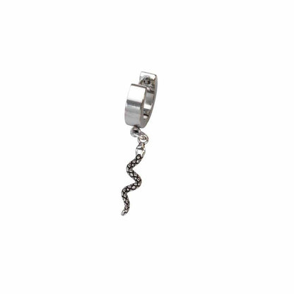 SNAKLET SILVER - Titanium Steel Hoop Earrings for Men & Boys (2 Pcs) - THE MEN THING