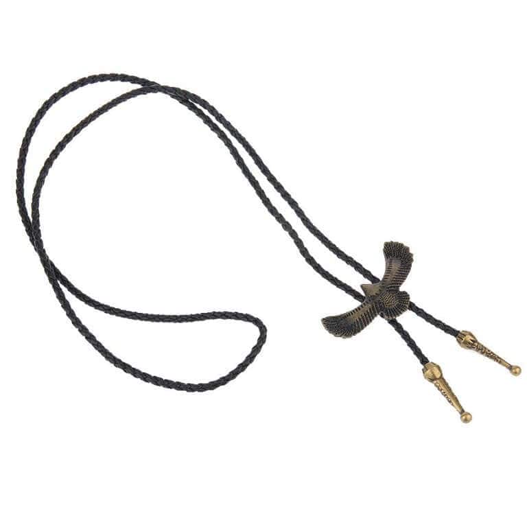 SOARING FALCON - Retro Alloy Pendant Bolo Tie | Adjustable Genuine Leather Cowboy Necktie Necklace for Men & Boys - THE MEN THING