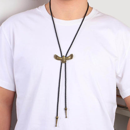 SOARING FALCON - Retro Alloy Pendant Bolo Tie | Adjustable Genuine Leather Cowboy Necktie Necklace for Men & Boys - THE MEN THING