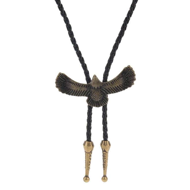 SOARING FALCON - Retro Alloy Pendant Bolo Tie | Adjustable Genuine Leather Cowboy Necktie Necklace for Men & Boys - THE MEN THING