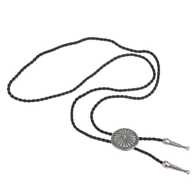 SOLARIS - Retro Alloy Pendant Bolo Tie | Adjustable Genuine Leather Cowboy Necktie Necklace for Men & Boys — Leather Necklace for Men | THE MEN THING