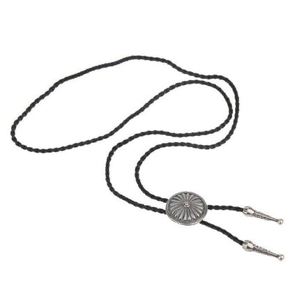 SOLARIS - Retro Alloy Pendant Bolo Tie | Adjustable Genuine Leather Cowboy Necktie Necklace for Men & Boys — Leather Necklace for Men | THE MEN THING