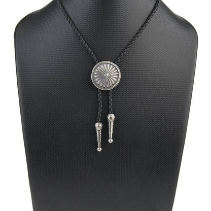 SOLARIS - Retro Alloy Pendant Bolo Tie | Adjustable Genuine Leather Cowboy Necktie Necklace for Men & Boys — Leather Necklace for Men | THE MEN THING