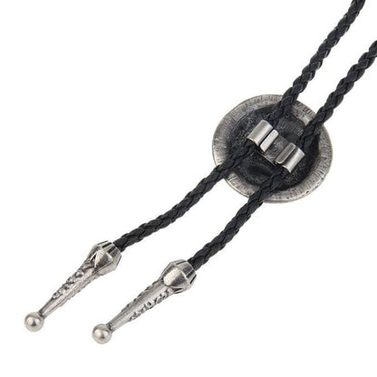 SOLARIS - Retro Alloy Pendant Bolo Tie | Adjustable Genuine Leather Cowboy Necktie Necklace for Men & Boys — Leather Necklace for Men | THE MEN THING