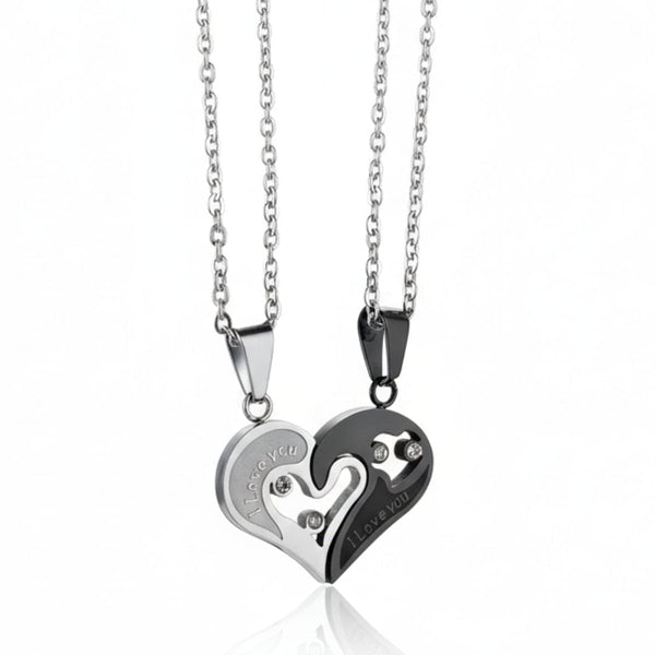 SOULMATE HEART PUZZLE - Pure Titanium Steel Pendant with 18 to 20 inch Cuban adjustable Chain for Men & Boys