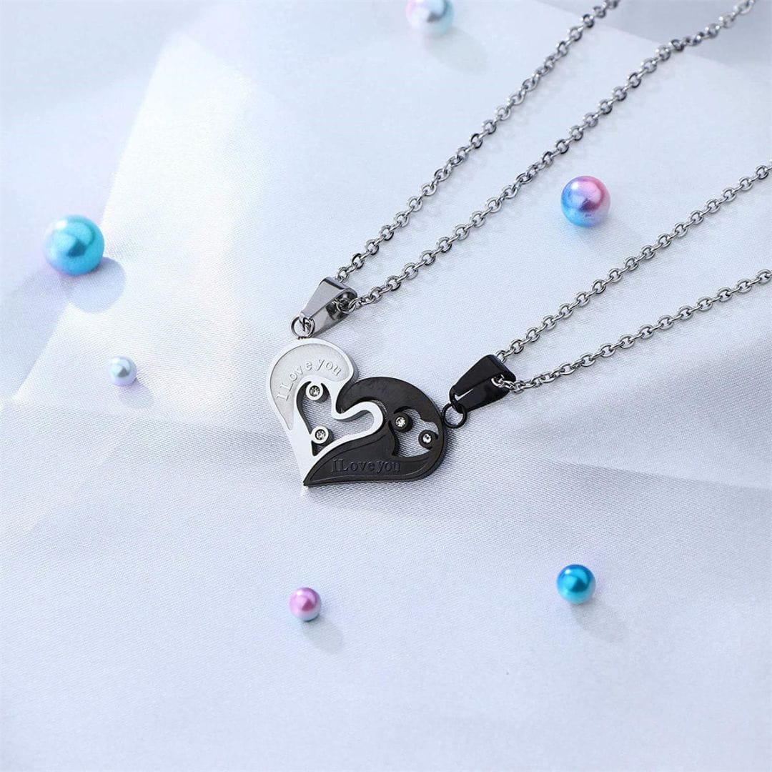 SOULMATE HEART PUZZLE - Pure Titanium Steel Pendant with 18 to 20 inch Cuban adjustable Chain for Men & Boys - THE MEN THING