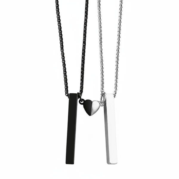 SOUNDWAVE HEART BAR - Pure Titanium Steel Pendant with 24inch with Adjustable Rope Round Box Chain for Men & Boys