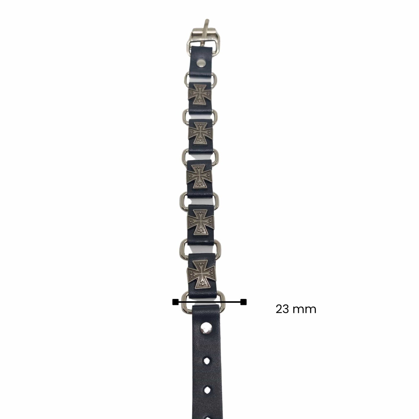 SOVEREIGN CROSS - 23mm Genuine Leather Bracelet with Stainless Steel Buckle Clasp for Men & Boys (8 to 9 inch) — Leather Bracelet for Men | THE MEN THING