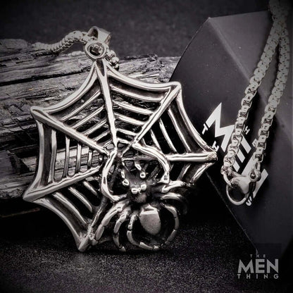 SPIDER NET - Pure Titanium Steel Pendant with 24inch Round Box Chain for Men & Boys - THE MEN THING