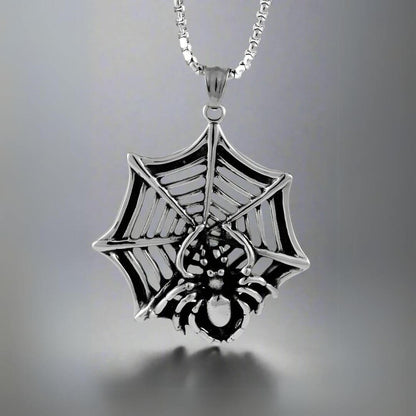 SPIDER NET - Pure Titanium Steel Pendant with 24inch Round Box Chain for Men & Boys - THE MEN THING