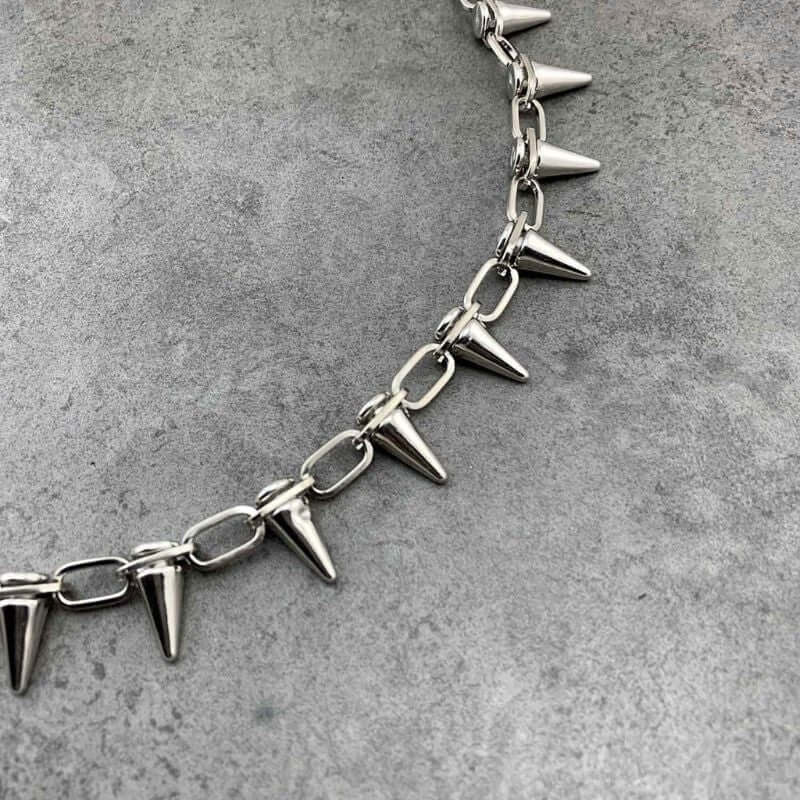 SPIKE CHAIN SILVER - Alloy Long Wallet Biker Chain For Jeans  with Lobster Clasps for Men & Boys - "26"inch - THE MEN THING