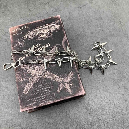 SPIKE CHAIN SILVER - Alloy Long Wallet Biker Chain For Jeans  with Lobster Clasps for Men & Boys - "26"inch - THE MEN THING