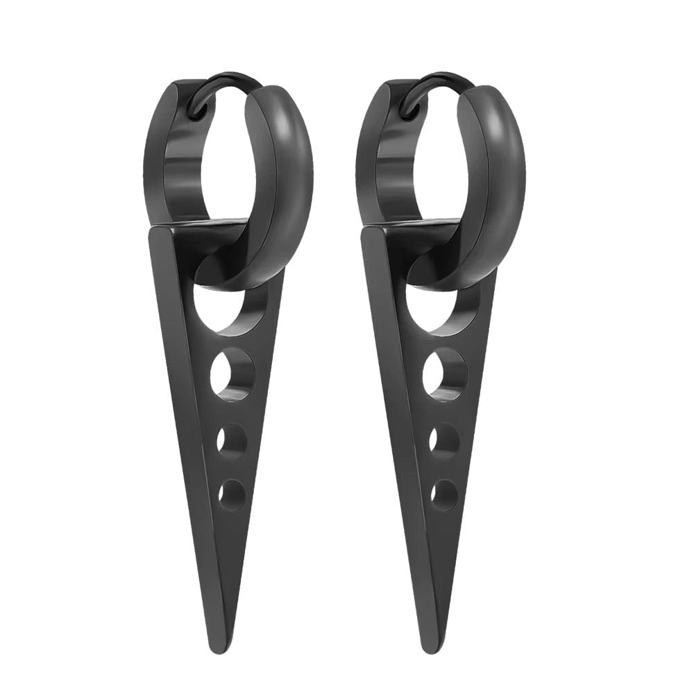 SPIKE DROP BLACK- Pure Titanium Steel Ear Hoop Earrings for Men & Boys (2 Pcs) - THE MEN THING