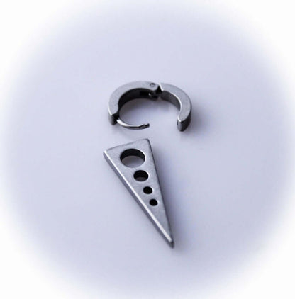 SPIKE DROP SILVER - Pure Titanium Steel Ear Hoop Earrings for Men & Boys (2 Pcs) - THE MEN THING