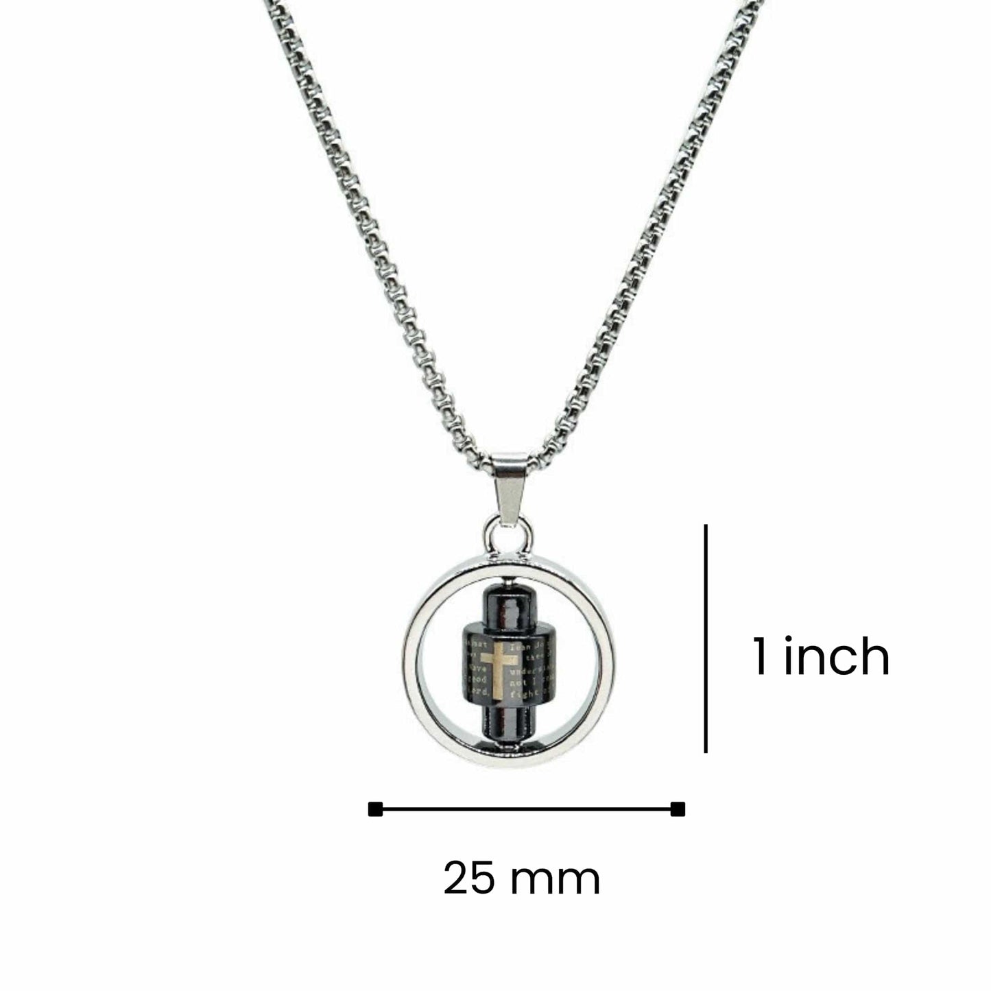 SPIN MANTRA WHEEL - 25mm Pure Titanium Steel Pendant with 28inch Twisted 4mm Chain for Men & Boys — SS Pendant/ Necklace for Men | THE MEN THING