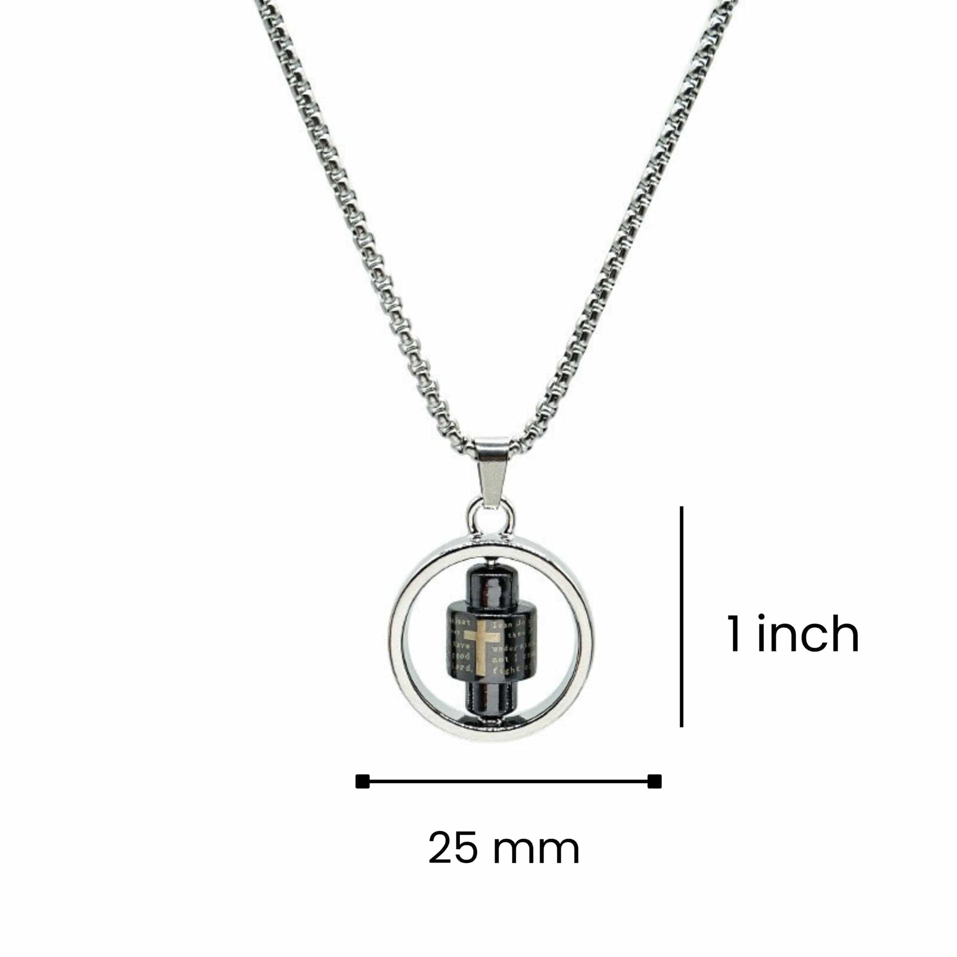 SPIN MANTRA WHEEL - 25mm Pure Titanium Steel Pendant with 28inch Twisted 4mm Chain for Men & Boys — SS Pendant/ Necklace for Men | THE MEN THING