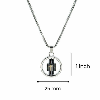 SPIN MANTRA WHEEL - 25mm Pure Titanium Steel Pendant with 28inch Twisted 4mm Chain for Men & Boys — SS Pendant/ Necklace for Men | THE MEN THING