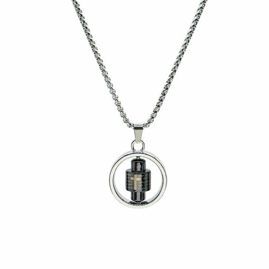 SPIN MANTRA WHEEL - 25mm Pure Titanium Steel Pendant with 28inch Twisted 4mm Chain for Men & Boys - THE MEN THING