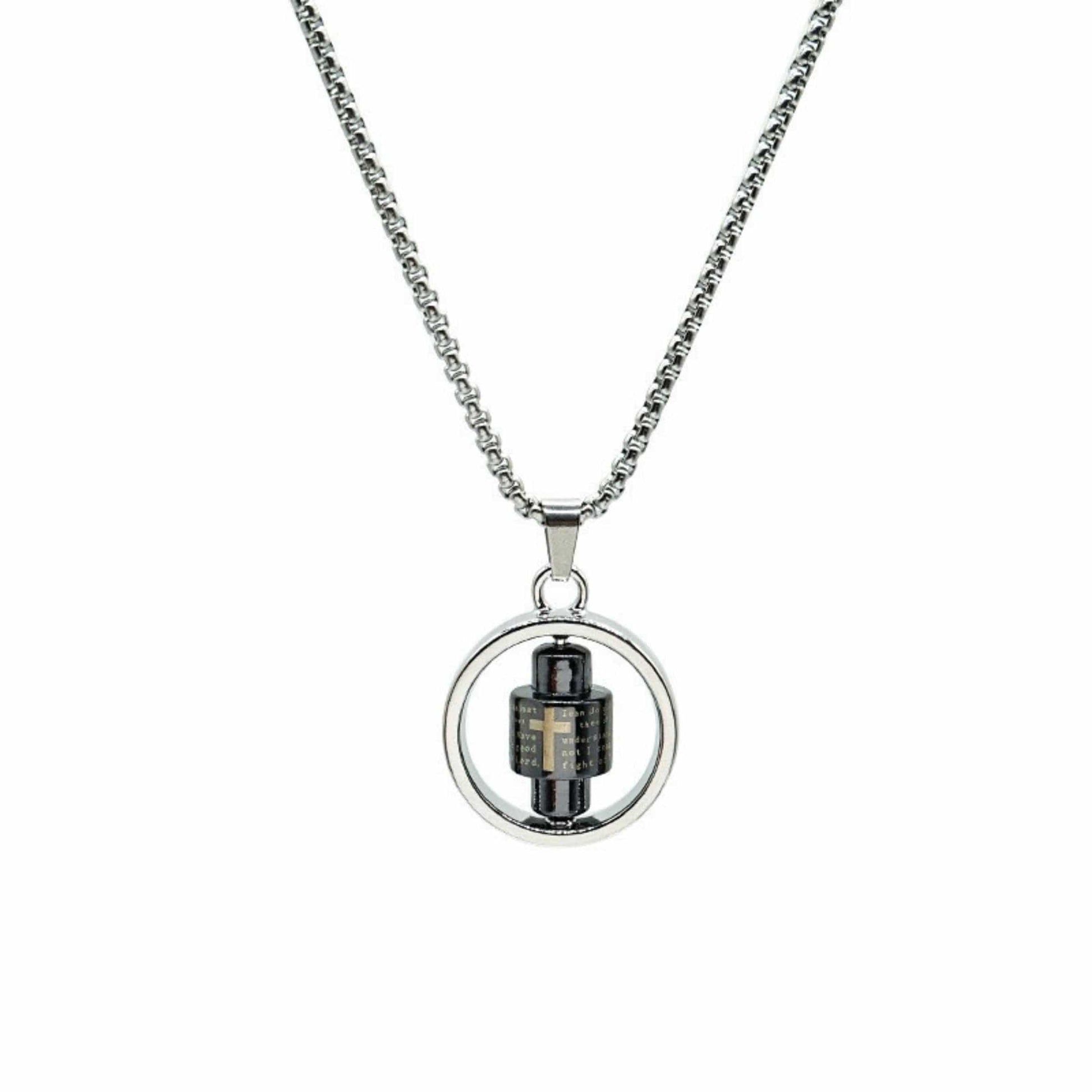 SPIN MANTRA WHEEL - 25mm Pure Titanium Steel Pendant with 28inch Twisted 4mm Chain for Men & Boys — SS Pendant/ Necklace for Men | THE MEN THING