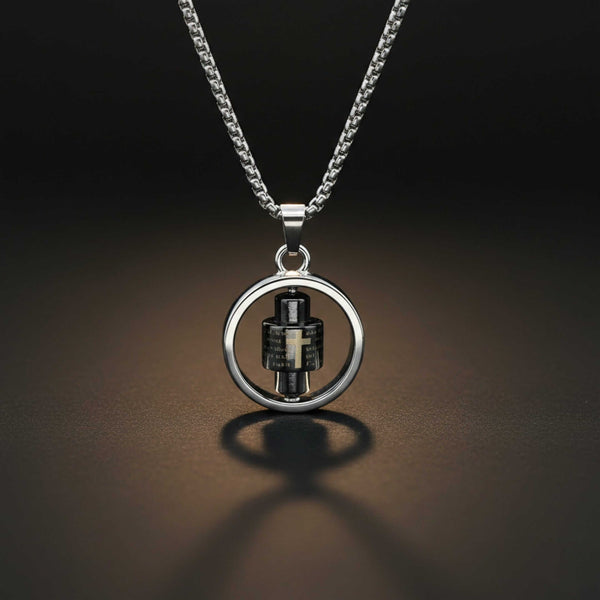 SPIN MANTRA WHEEL - 25mm Pure Titanium Steel Pendant with 28inch Twisted 4mm Chain for Men & Boys